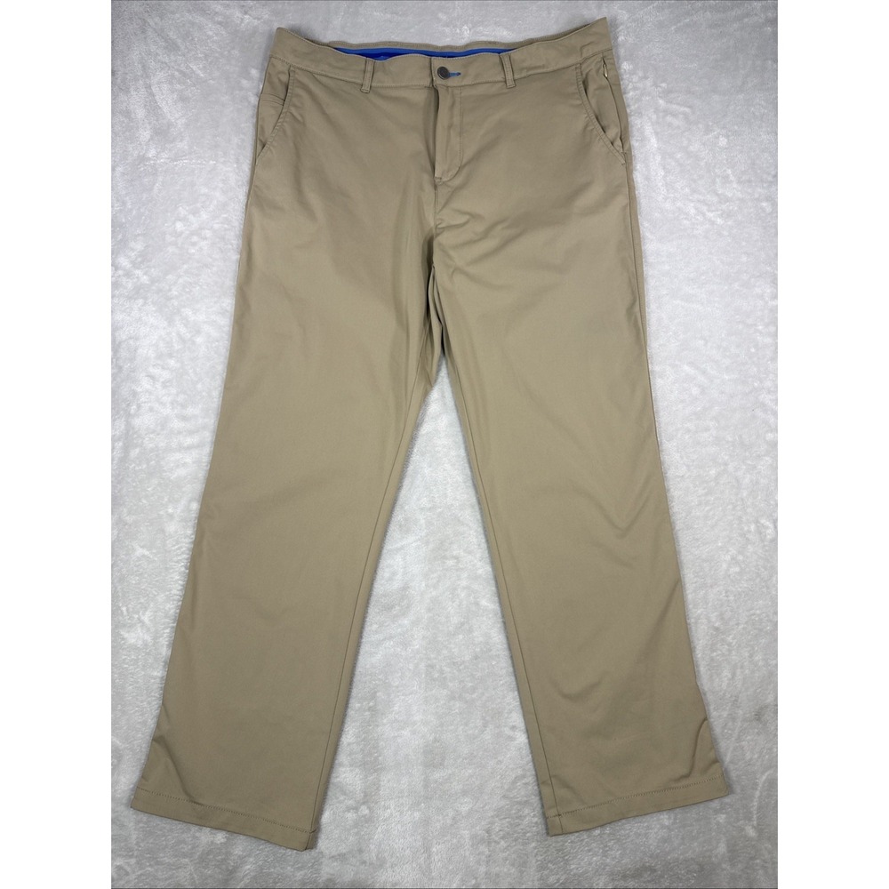 Twillory mens 39X31 beige tailored fit performance flat front golf pants EUC